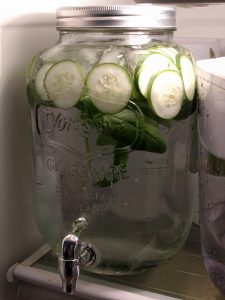 cucumber and basil infused water in my fridge.